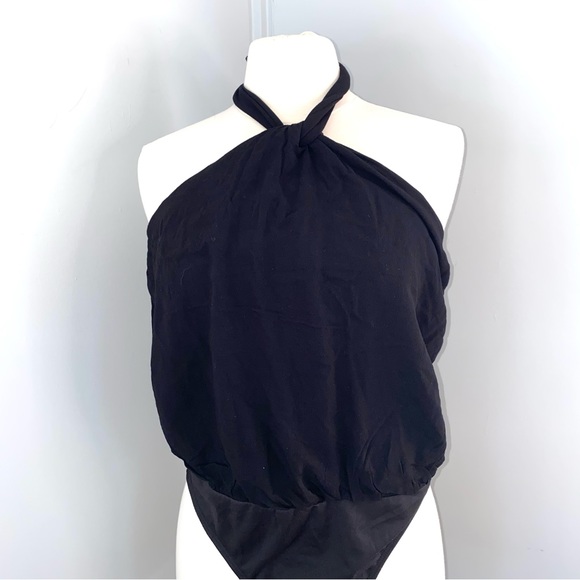 LUQ Brand Black Jersey Halter Bodysuit SZ M NWT - Picture 1 of 7